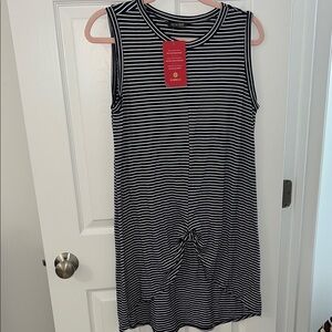 NEW Payton Jensen Navy and White Striped Sleeveless Hi Low Dress